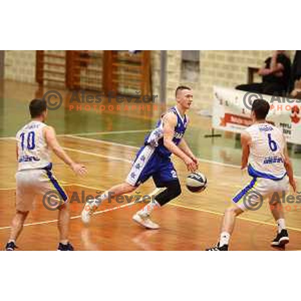 in action during Nova KBM league basketball match between ECE Triglav and Rogaska in Kranj, Slovenia on December 7, 2021
