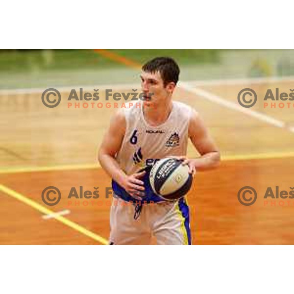 in action during Nova KBM league basketball match between ECE Triglav and Rogaska in Kranj, Slovenia on December 7, 2021