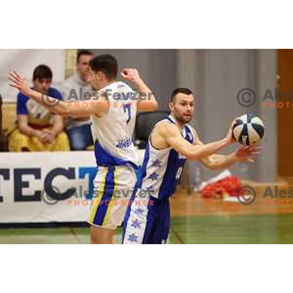 in action during Nova KBM league basketball match between ECE Triglav and Rogaska in Kranj, Slovenia on December 7, 2021
