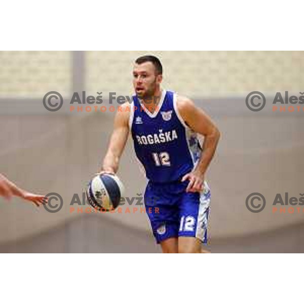 in action during Nova KBM league basketball match between ECE Triglav and Rogaska in Kranj, Slovenia on December 7, 2021