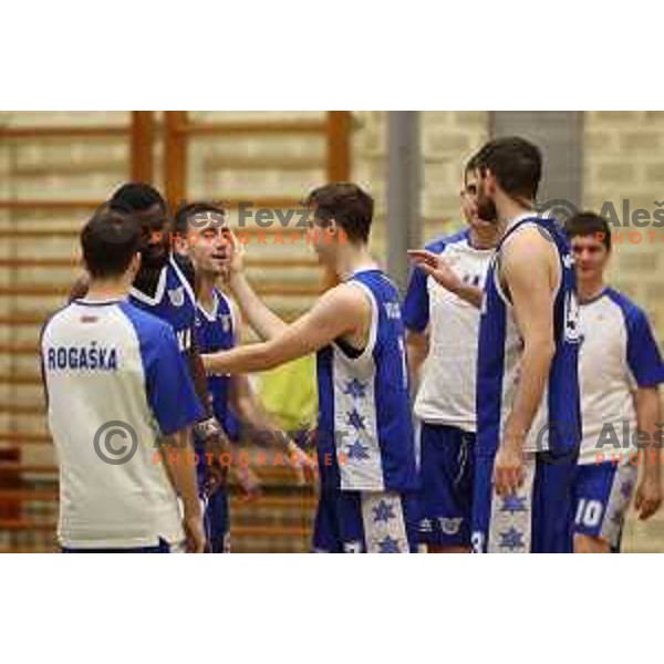 in action during Nova KBM league basketball match between ECE Triglav and Rogaska in Kranj, Slovenia on December 7, 2021