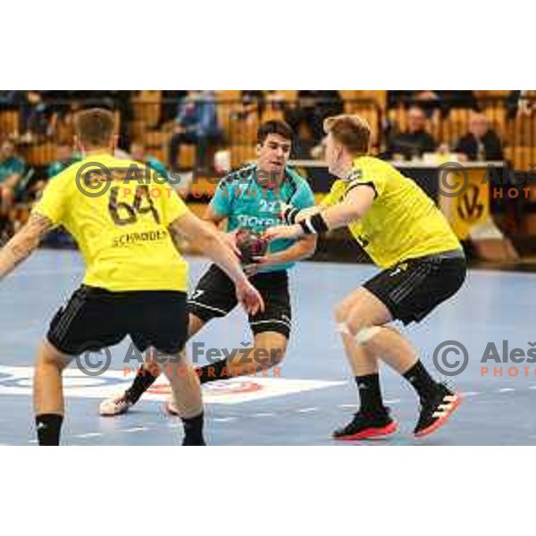 in action during EHF European league match between Gorenje Velenje and IK Savehof in Velenje, Slovenia on December 7, 2021