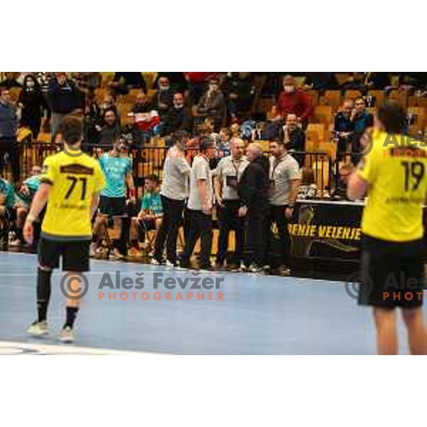 in action during EHF European league match between Gorenje Velenje and IK Savehof in Velenje, Slovenia on December 7, 2021