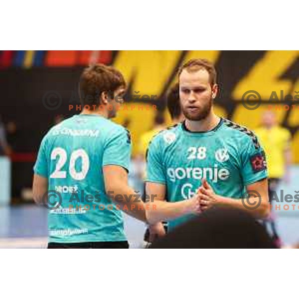 Timotej Grmsek in action during EHF European league match between Gorenje Velenje and IK Savehof in Velenje, Slovenia on December 7, 2021 