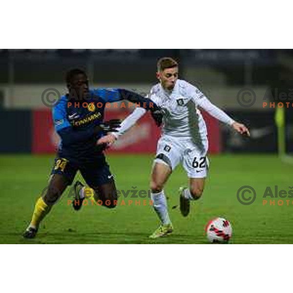 Michael Pavlovic in action during Prva Liga Telemach football match between Celje and Olimpija in Celje, Slovenia on December 8, 2021