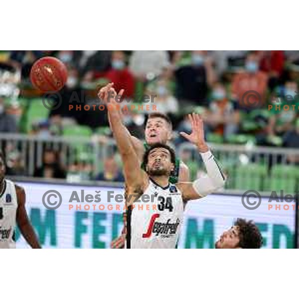 Edo Muric in action during 7days EuroCup regular season basketball match between Cedevita Olimpija and Virtus Segafredo in Stozice, Arena, Ljubljana, Slovenia on December 8, 2021 