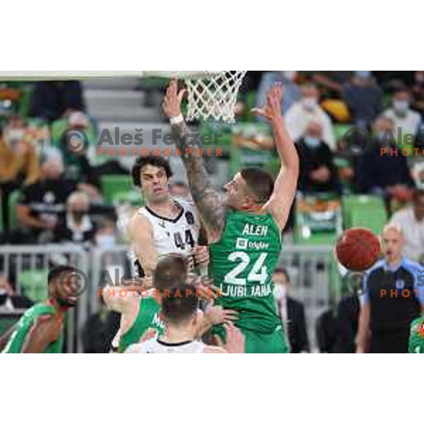 Milos Teodosic of Virtus and Alen Omic of Cedevita Olimpija in action during 7days EuroCup regular season basketball match between Cedevita Olimpija and Virtus Segafredo in Stozice, Arena, Ljubljana, Slovenia on December 8, 2021 