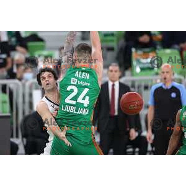 Milos Teodosic of Virtus and Alen Omic of Cedevita Olimpija in action during 7days EuroCup regular season basketball match between Cedevita Olimpija and Virtus Segafredo in Stozice, Arena, Ljubljana, Slovenia on December 8, 2021 