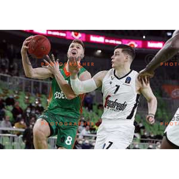 Edo Muric in action during 7days EuroCup regular season basketball match between Cedevita Olimpija and Virtus Segafredo in Stozice, Arena, Ljubljana, Slovenia on December 8, 2021 