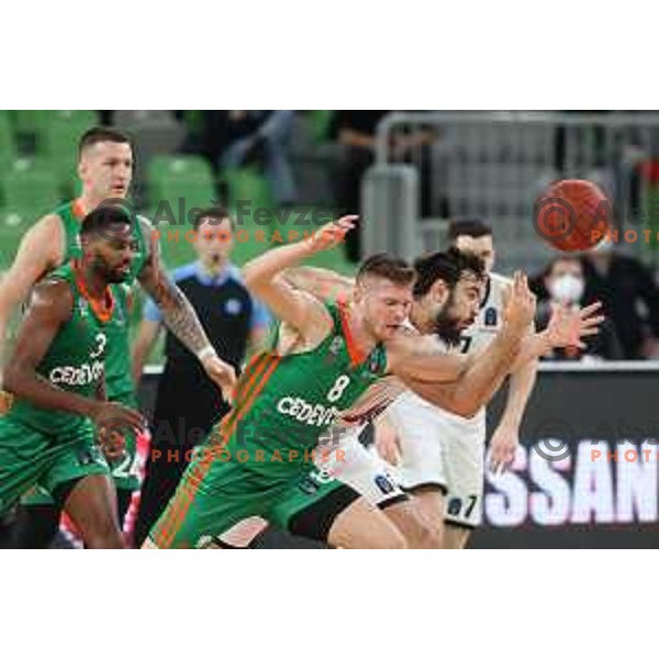 Edo Muric in action during 7days EuroCup regular season basketball match between Cedevita Olimpija and Virtus Segafredo in Stozice, Arena, Ljubljana, Slovenia on December 8, 2021 
