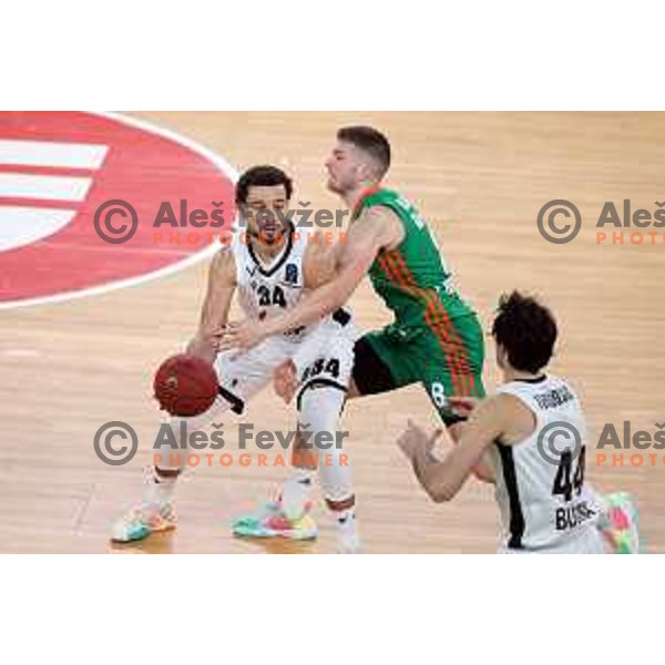 Edo Muric in action during 7days EuroCup regular season basketball match between Cedevita Olimpija and Virtus Segafredo in Stozice, Arena, Ljubljana, Slovenia on December 8, 2021 