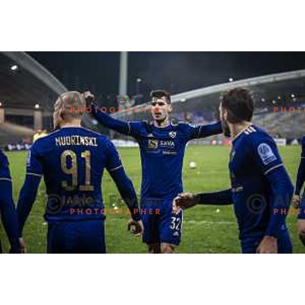 Nemanja Mitrovic celebrating during Prva liga Telemach football match between Maribor and Domzale in Ljudski vrt, Maribor, Slovenia on December 11, 2021. Photo: Jure Banfi/www.alesfevzer.com