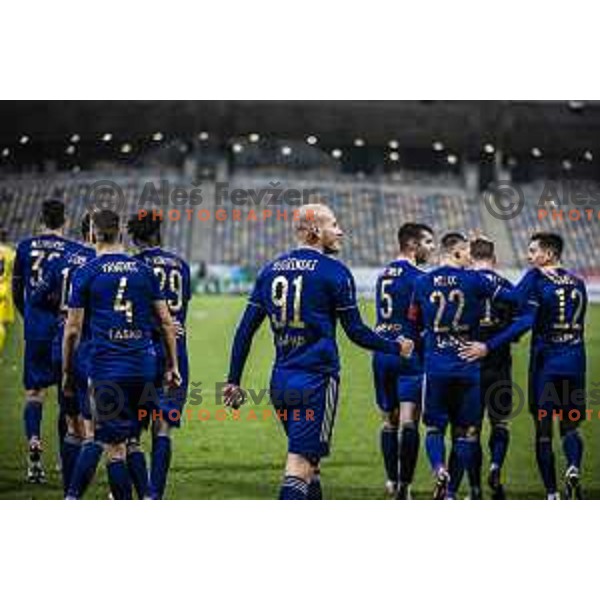 Ognjen Mudrinski celebrating during Prva liga Telemach football match between Maribor and Domzale in Ljudski vrt, Maribor, Slovenia on December 11, 2021. Photo: Jure Banfi/www.alesfevzer.com
