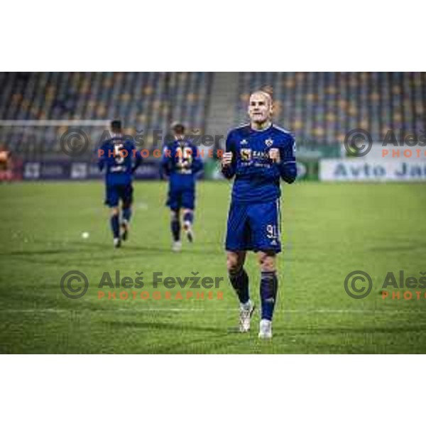 Ognjen Mudrinski celebrating during Prva liga Telemach football match between Maribor and Domzale in Ljudski vrt, Maribor, Slovenia on December 11, 2021. Photo: Jure Banfi/www.alesfevzer.com
