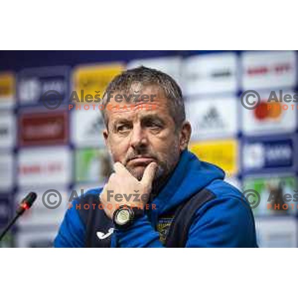Dejan Djuranovic, head coach of Domzale at the press conference after Prva liga Telemach football match between Maribor and Domzale in Ljudski vrt, Maribor, Slovenia on December 11, 2021. Photo: Jure Banfi/www.alesfevzer.com