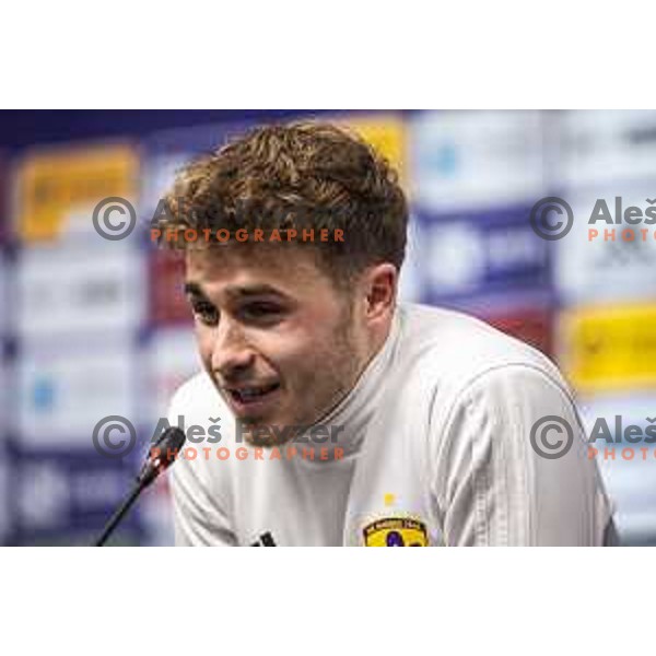 Jan Repas at the press conference after Prva liga Telemach football match between Maribor and Domzale in Ljudski vrt, Maribor, Slovenia on December 11, 2021. Photo: Jure Banfi/www.alesfevzer.com