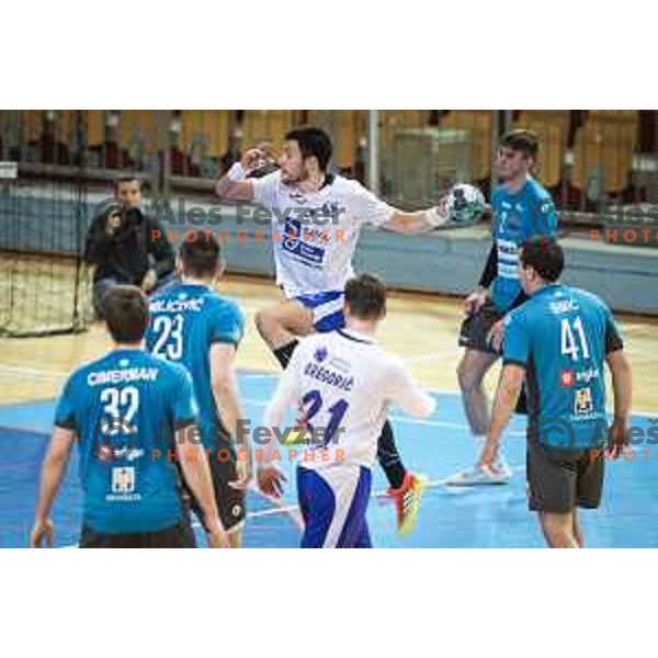 in action during Slovenian Cup handball match between Maribor Branik and Riko Ribnica in Luknja, Maribor, Slovenia on December 15, 2021. Photo: Jure Banfi/www.alesfevzer.com