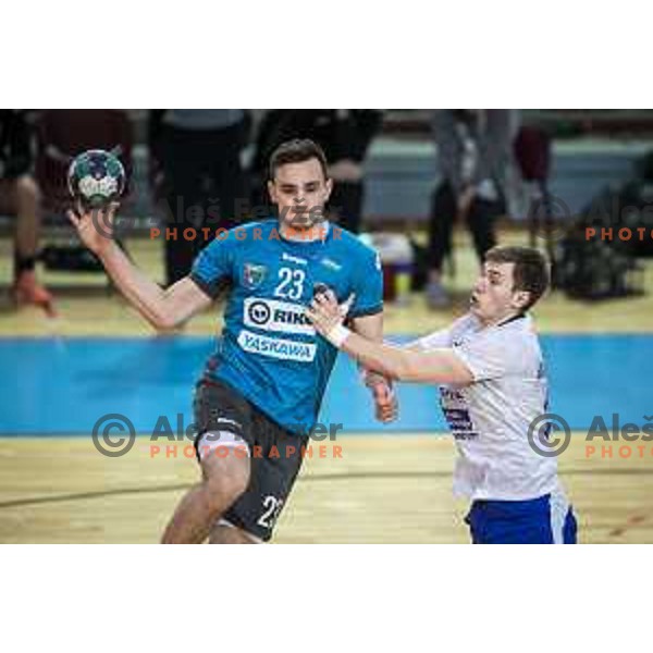 Uros Milicevic in action during Slovenian Cup handball match between Maribor Branik and Riko Ribnica in Luknja, Maribor, Slovenia on December 15, 2021. Photo: Jure Banfi/www.alesfevzer.com