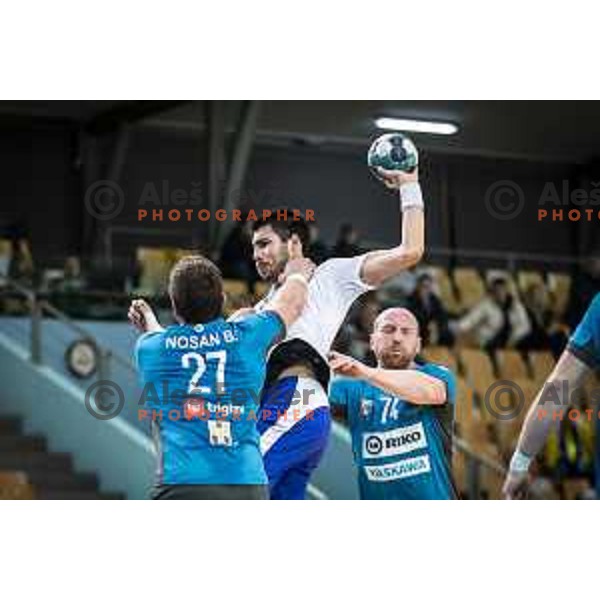 Nejc Planinsek in action during Slovenian Cup handball match between Maribor Branik and Riko Ribnica in Luknja, Maribor, Slovenia on December 15, 2021. Photo: Jure Banfi/www.alesfevzer.com