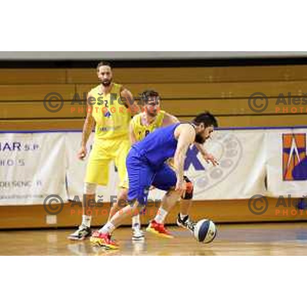Jan Rizman in action during Nova KBM league basketball match between Sencur GGD- and Hopsi Polzela in Sencur, Slovenia on December 28, 2021