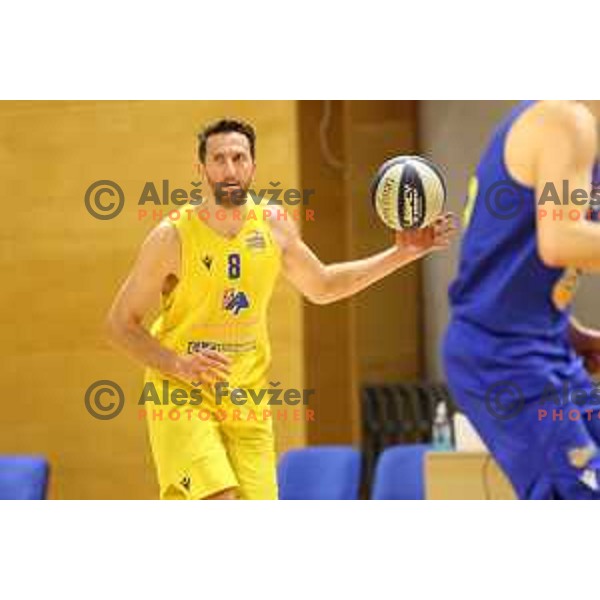 Ramo Rizvic in action during Nova KBM league basketball match between Sencur GGD- and Hopsi Polzela in Sencur, Slovenia on December 28, 2021