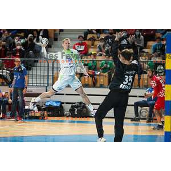 Tilen Kodrin in action during friendly match between Slovenia and Croatia in Celje, Slovenia on December 29, 2021