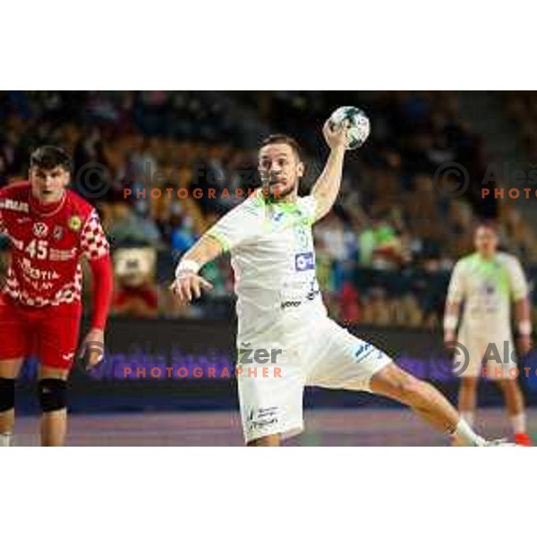 Gasper Marguc in action during friendly match between Slovenia and Croatia in Celje, Slovenia on December 29, 2021