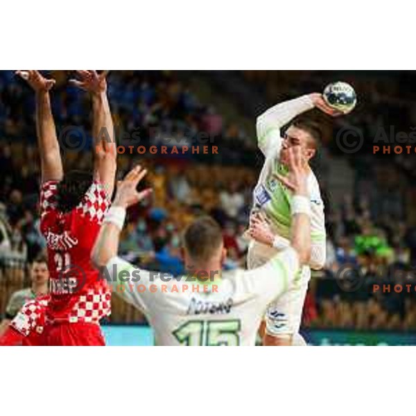 Nik Henigman in action during friendly match between Slovenia and Croatia in Celje, Slovenia on December 29, 2021