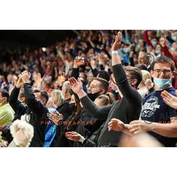 Fans in action during friendly match between Slovenia and Croatia in Celje, Slovenia on December 29, 2021 