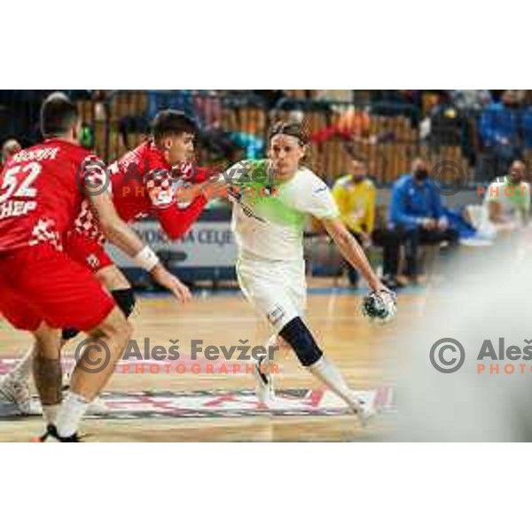 Jure Dolenec in action during friendly match between Slovenia and Croatia in Celje, Slovenia on December 29, 2021
