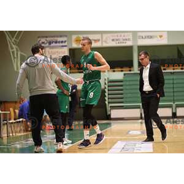Andrej Stavrov in action during Nova KBM league basketball match between Zlatorog Lasko and Krka in Lasko, Slovenia on December 29, 2021 