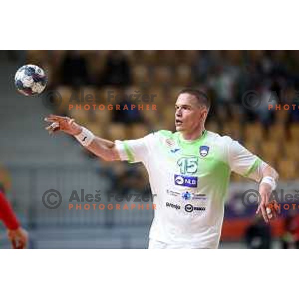 Vid Poteko in action during friendly match between Slovenia and Croatia in Celje, Slovenia on December 29, 2021