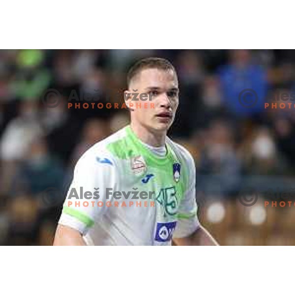Vid Poteko in action during friendly match between Slovenia and Croatia in Celje, Slovenia on December 29, 2021