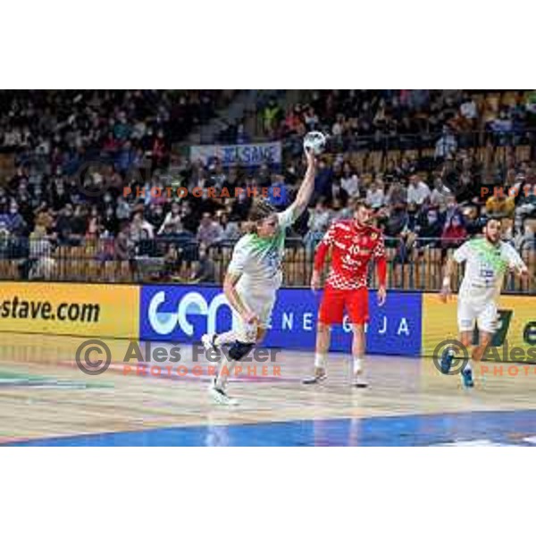 Jure Dolenec in action during friendly match between Slovenia and Croatia in Celje, Slovenia on December 29, 2021