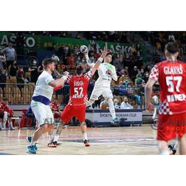 Domen Makuc in action during friendly match between Slovenia and Croatia in Celje, Slovenia on December 29, 2021