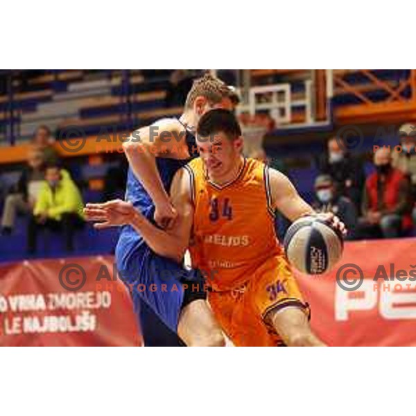 Bine Prepelic in action during Nova KBM league match between Helios Suns and Sencur GGD in Domzale, Slovenia on January 4, 2022