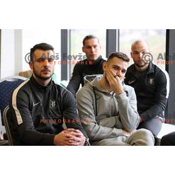 Djordje Crnomarkovic and Timi Max Elsnik during NK Olimpija press conference in Ljubljana, Slovenia on January 5, 2022