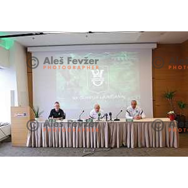 Jure Bohoric, Mladen Rudonja and Marin Skender during NK Olimpija press conference in Ljubljana, Slovenia on January 5, 2022