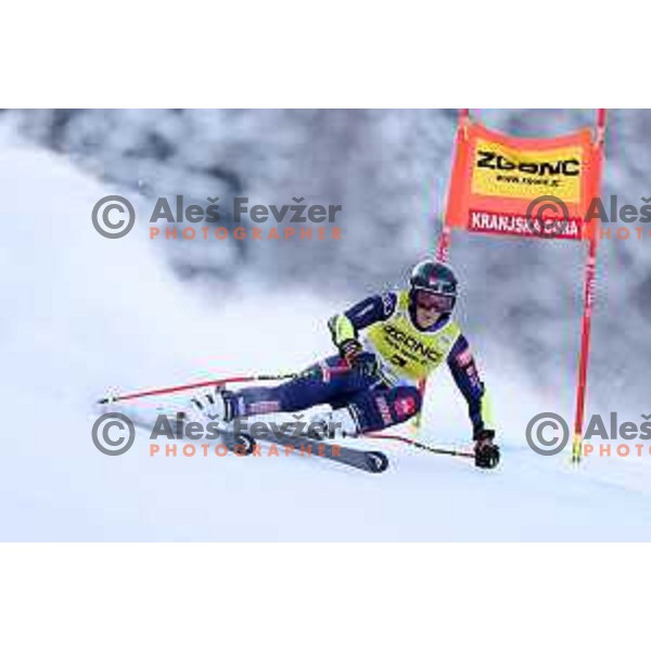 Sara Hector (SWE) skiing in the first run of AUDI FIS Ski World Cup Giant Slalom for 58.Golden Fox-Zlata Lisica 2022 in Kranjska gora, Slovenia on January 8, 2022
