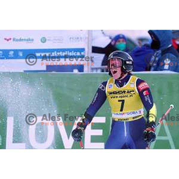 Sara Hector (SWE), winner of AUDI FIS Ski World Cup Giant Slalom for 58.Golden Fox-Zlata Lisica 2022 in Kranjska gora, Slovenia on January 8, 2022