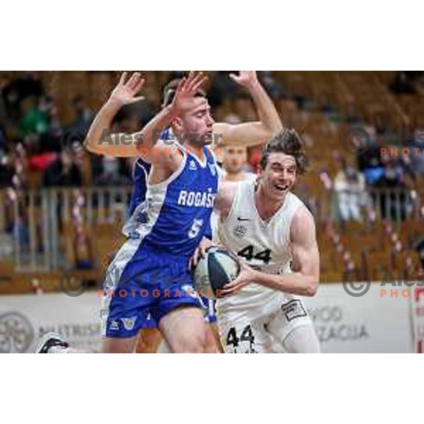 in action during Nova KBM league basketball match between Nutrispoint Ilirija and Rogaska in Tivoli Hall, Ljubljana, Slovenia on January 8, 2022