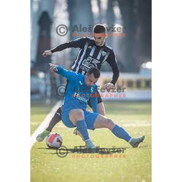Amar Beganovic vs Vedran Vinko in action during friendly football match between NS Mura and Nafta 1903 in Fazanerija, Murska Sobota, Slovenia on January 15, 2022. Photo: Jure Banfi/www.alesfevzer.com