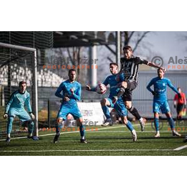Erik Nemet vs Nik Lorbek in action during friendly football match between NS Mura and Nafta 1903 in Fazanerija, Murska Sobota, Slovenia on January 15, 2022. Photo: Jure Banfi/www.alesfevzer.com