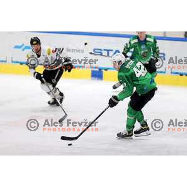 Jaka Sturm of SZ Olimpija in action during IceHL match between SZ Olimpija and Dornbirn Bulldogs in Ljubljana, Slovenia on January 15, 2022