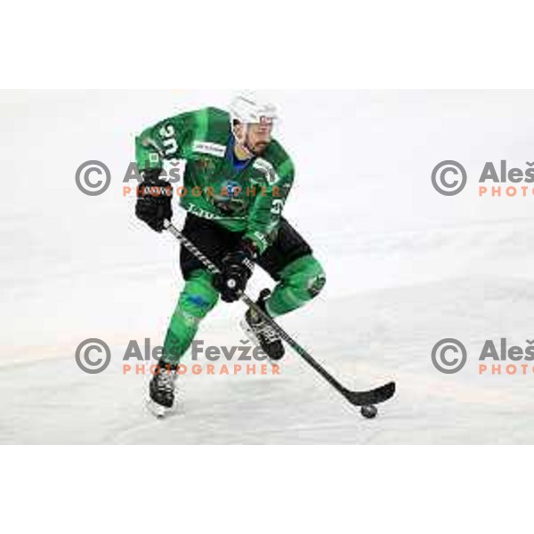 Gregor Koblar of SZ Olimpija in action during IceHL match between SZ Olimpija and Dornbirn Bulldogs in Ljubljana, Slovenia on January 15, 2022