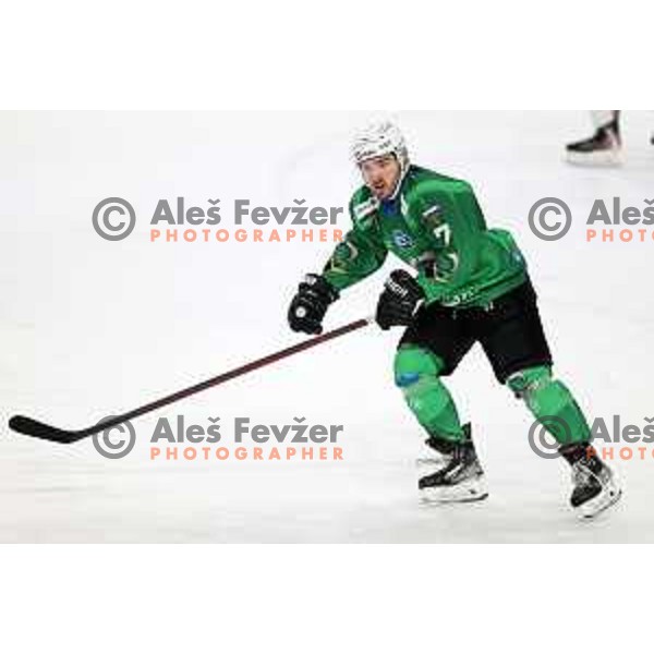 Rok Kapel of SZ Olimpija in action during IceHL match between SZ Olimpija and Dornbirn Bulldogs in Ljubljana, Slovenia on January 15, 2022 