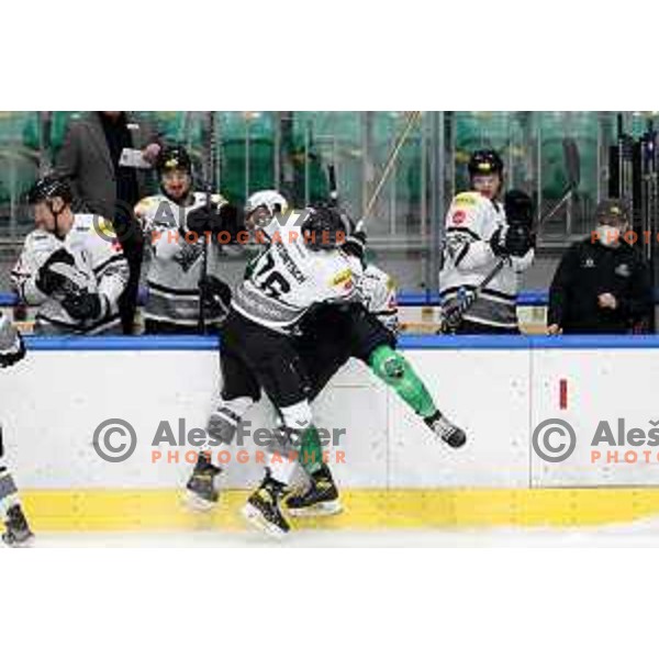 Gregor Koblar of SZ Olimpija in action during IceHL match between SZ Olimpija and Dornbirn Bulldogs in Ljubljana, Slovenia on January 15, 2022