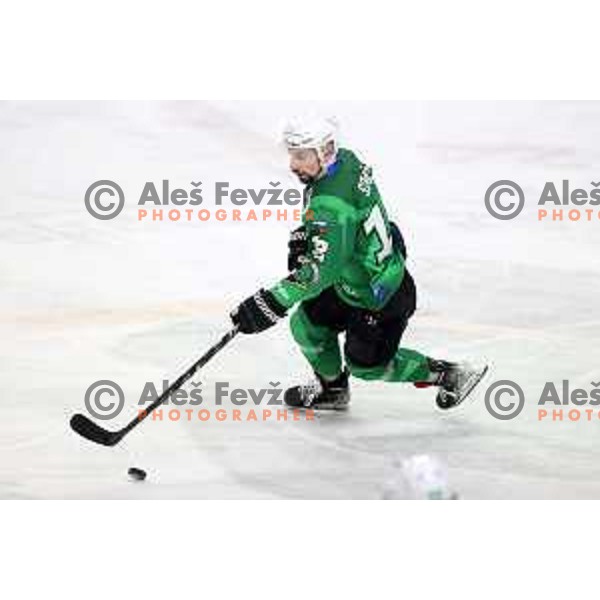 Nik Simsic of SZ Olimpija in action during IceHL match between SZ Olimpija and Dornbirn Bulldogs in Ljubljana, Slovenia on January 15, 2022