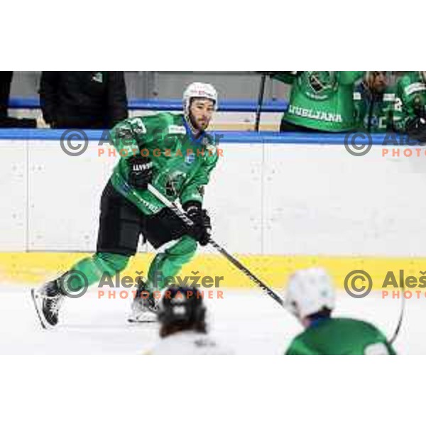 Zan Jezovsek of SZ Olimpija in action during IceHL match between SZ Olimpija and Dornbirn Bulldogs in Ljubljana, Slovenia on January 15, 2022