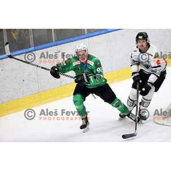 Blaz Tomazevic of SZ Olimpija in action during IceHL match between SZ Olimpija and Dornbirn Bulldogs in Ljubljana, Slovenia on January 15, 2022